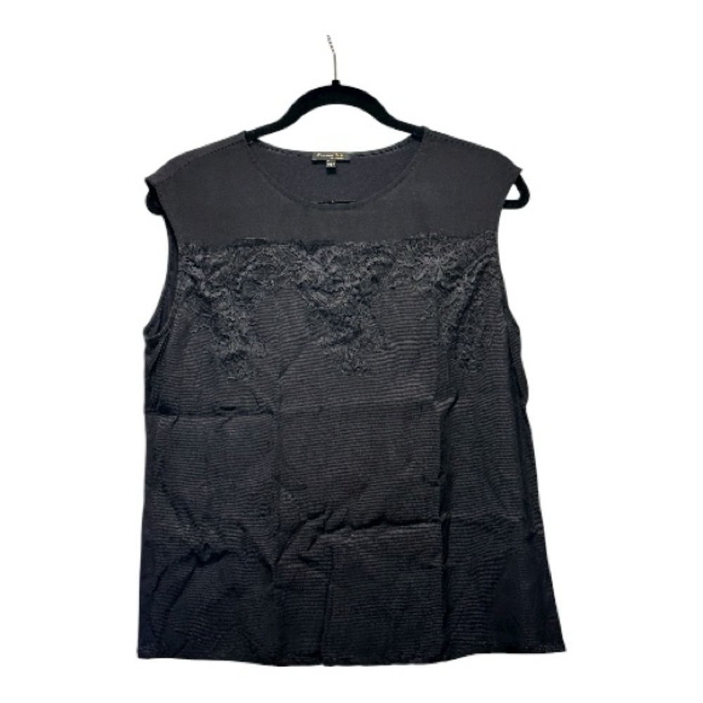 Massimo Dutti Black Textured Sleeveless Blouse